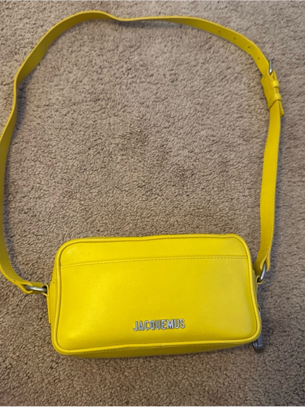Jacquemus Yellow Leather Camera-Style Crossbody Bag